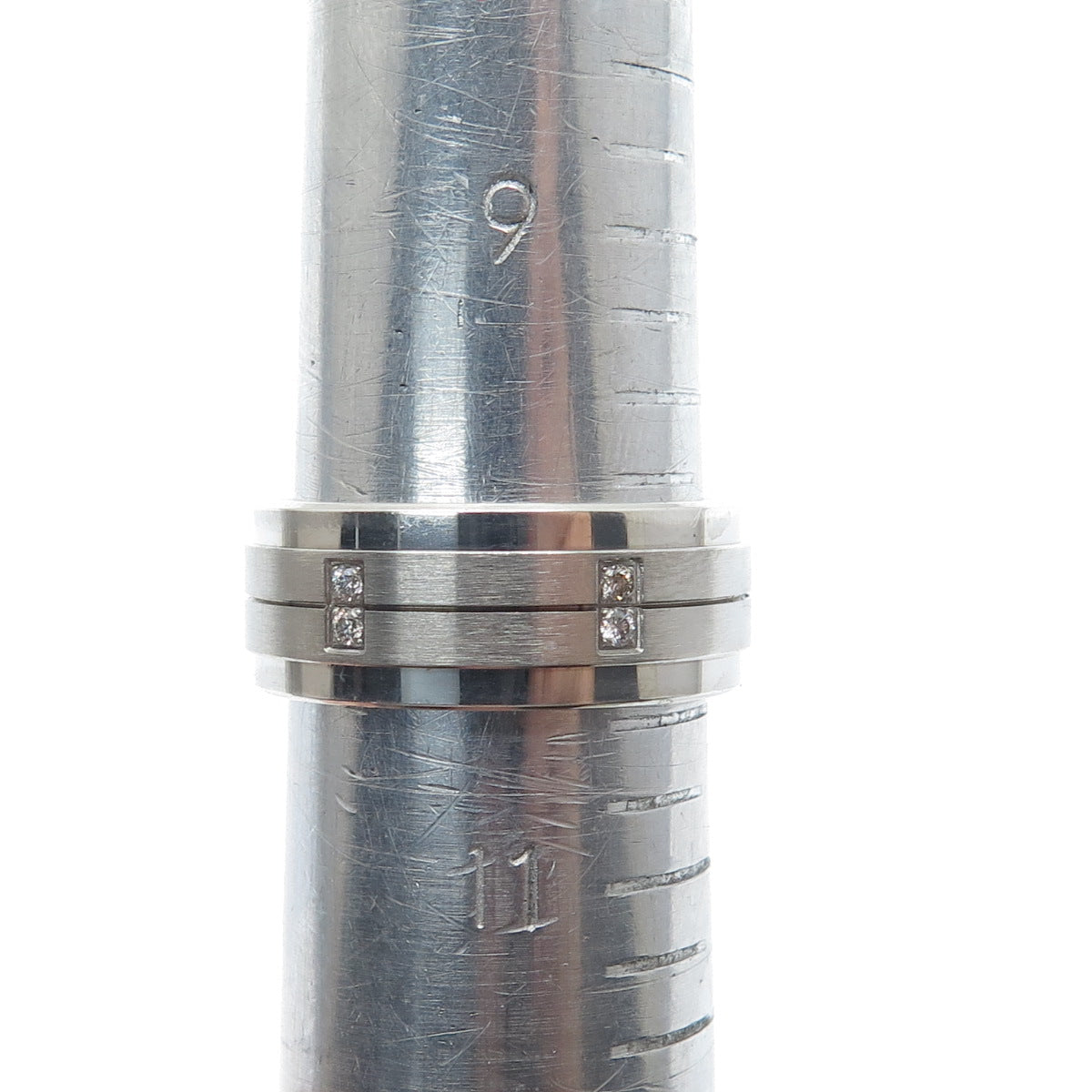 925 Sterling Silver Real Round-Cut Diamond Band Ring Size 10.5