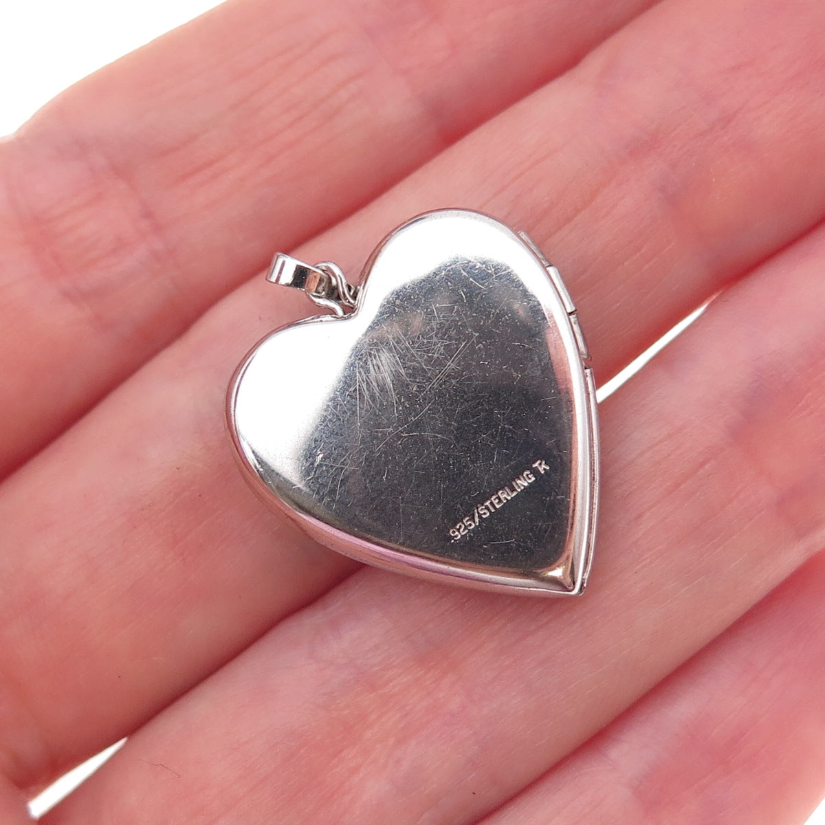 Tru-Kay 925 Sterling Silver Vintage Angel Heart Locket Charm Pendant