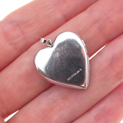 Tru-Kay 925 Sterling Silver Vintage Angel Heart Locket Charm Pendant