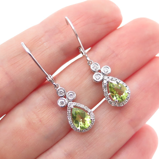 CLYDE DUNEIER CID 925 Sterling Silver Vintage Real Diamond & Peridot Earrings