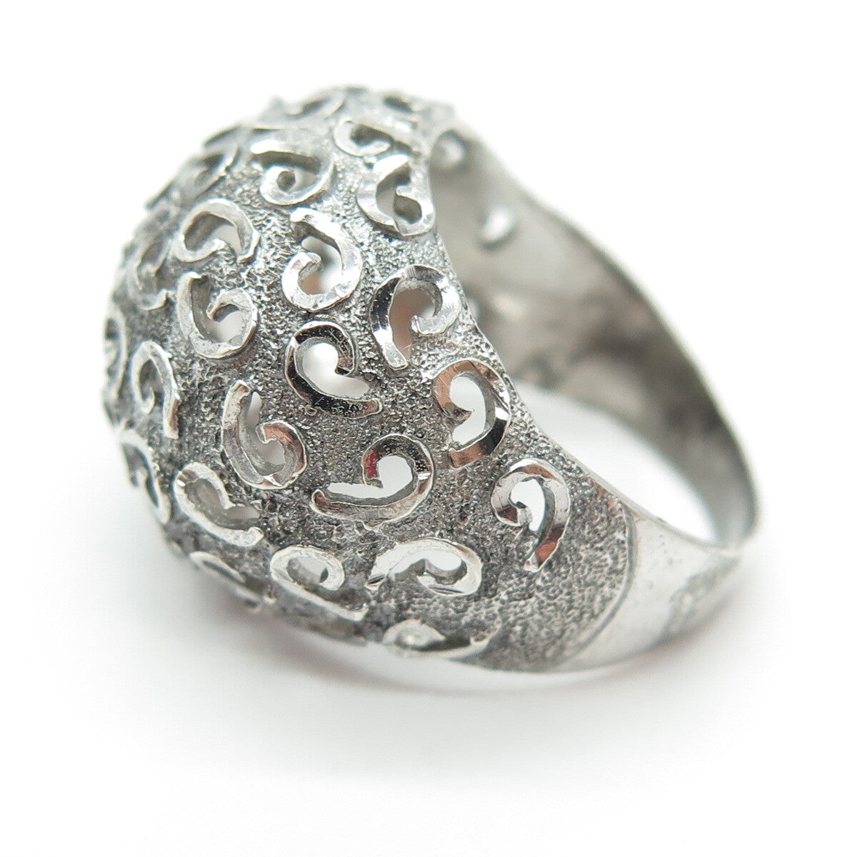925 Sterling Silver Vintage Modernist Dome Oxidized Ring Size 7.75