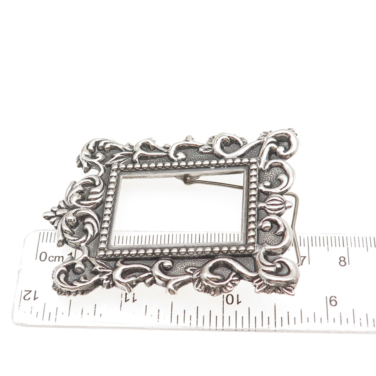 SENER 900 Silver Vintage Oxidized Repousse Floral Picture Frame