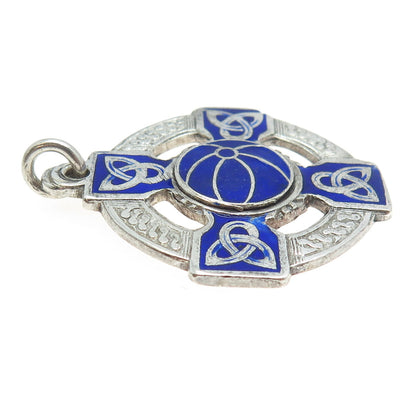 JEWELLERY & METAL 925 Sterling Silver Vintage Dublin 1952 Enamel Cross Pendant