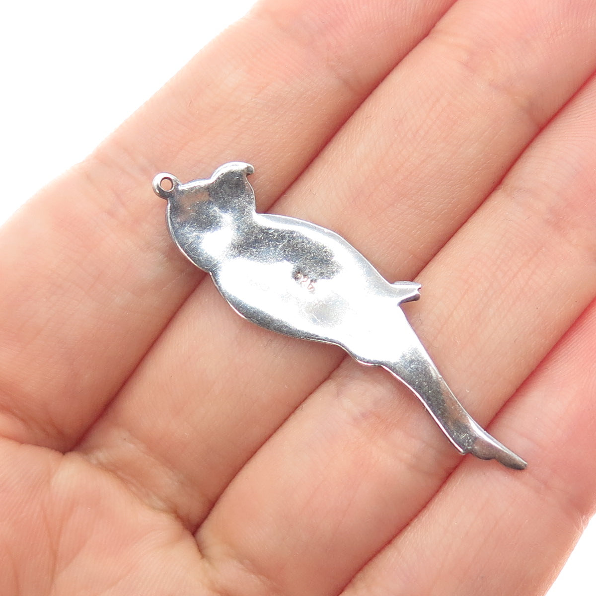 925 Sterling Silver Vintage Parrot Bird Oxidized Charm Pendant