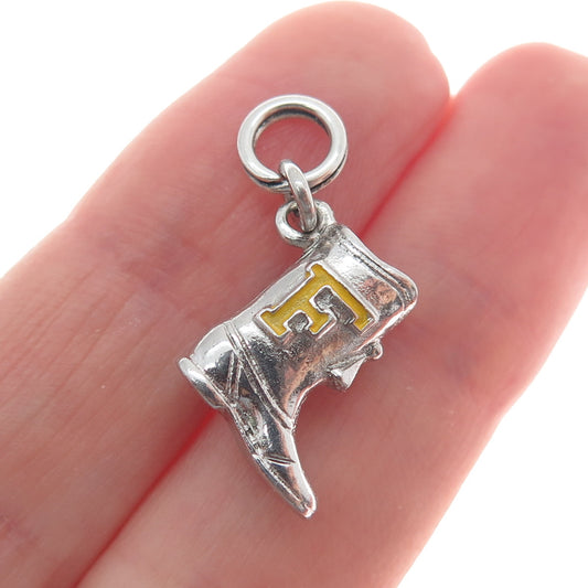 925 Sterling Silver Antique Enamel University of Florida Cowboy Boot 3D Pendant