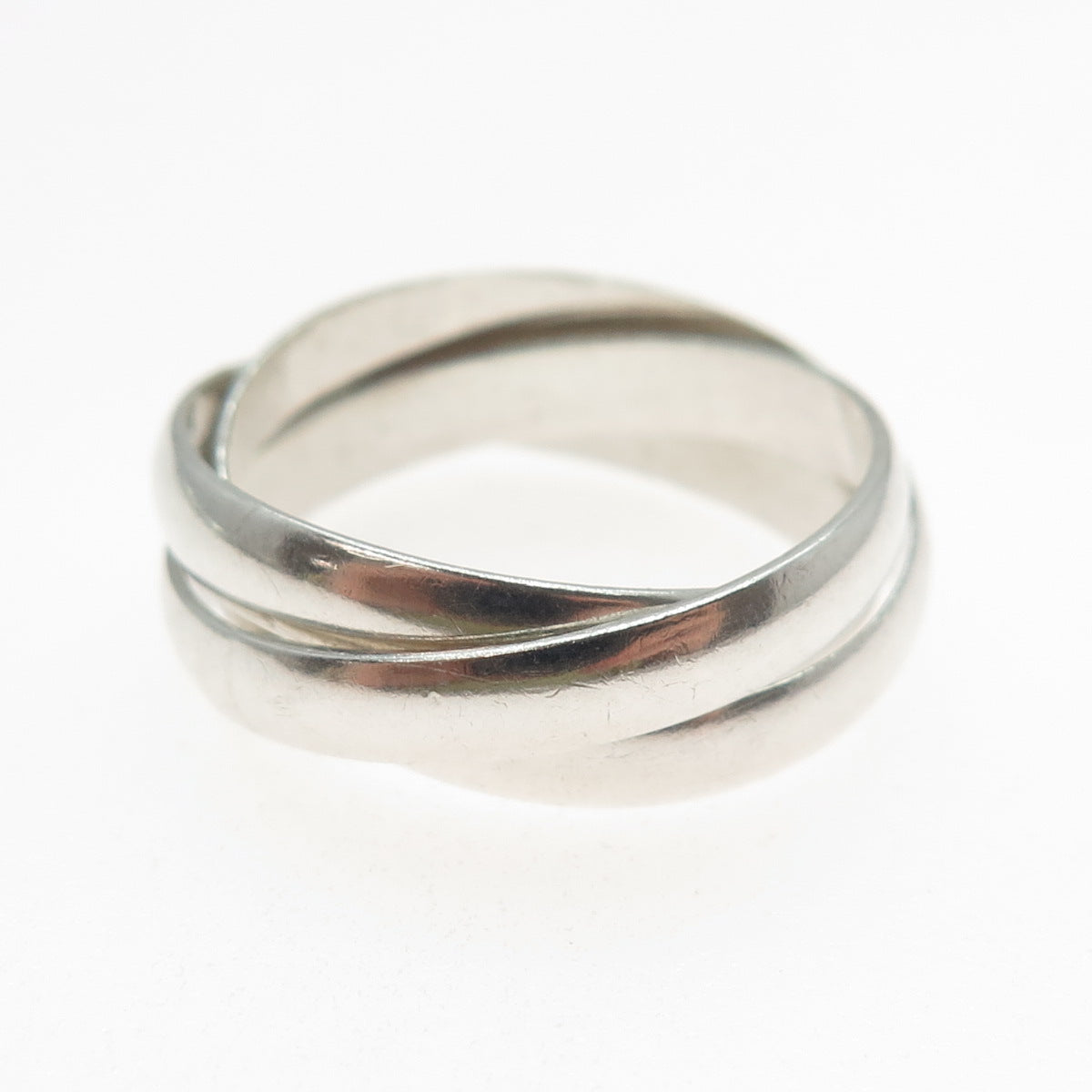 925 Sterling Silver Vintage Interlocked Trinity Band Ring Size 11.75