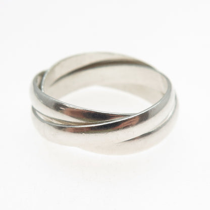925 Sterling Silver Vintage Interlocked Trinity Band Ring Size 11.75