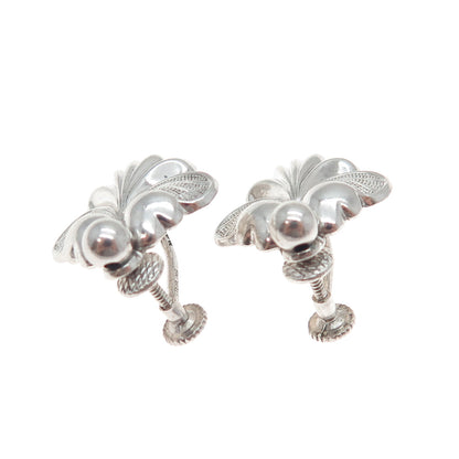 FORSTNER 925 Sterling Silver Antique Art Deco Seashell Screw Back Earrings