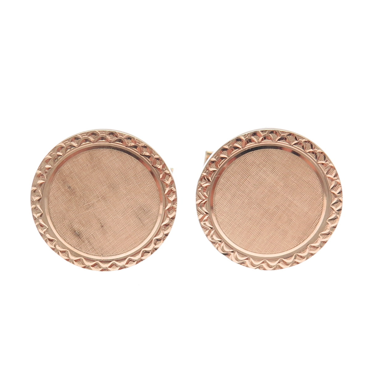 AVEDON 925 Sterling Silver Rose Gold Plated Vintage Round Cufflinks