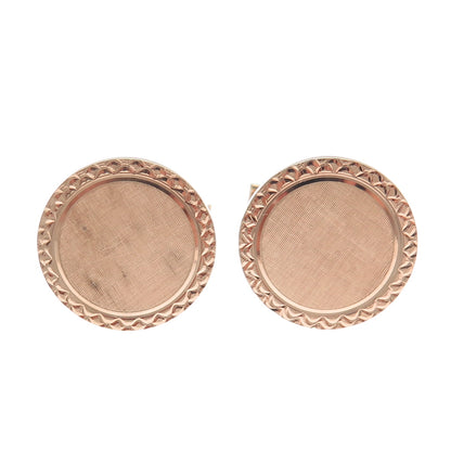 AVEDON 925 Sterling Silver Rose Gold Plated Vintage Round Cufflinks