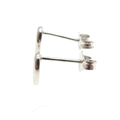 925 Sterling Silver Round-Cut C Z Heart Stud Earrings