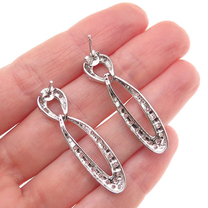 925 Sterling Silver Round-Cut C Z Dangle Earrings