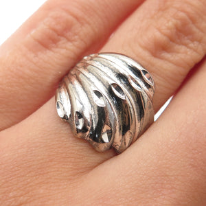 LISA LEE CREATIONS 925 Sterling Silver Vintage Diamond-Cut Wing Ring Size 6