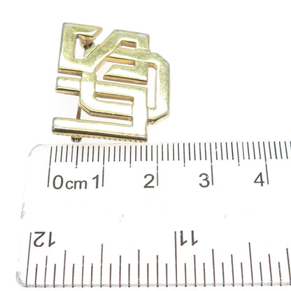 925 Sterling Silver Gold Plated Vintage USO United Service Organization Brooch