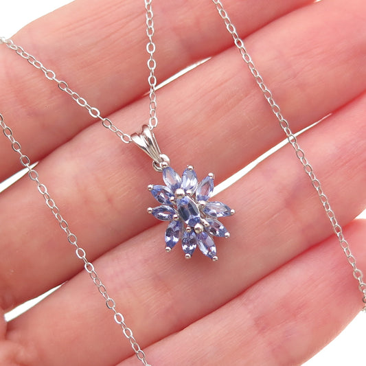 Chuck Clemency 925 Sterling Silver Real Tanzanite Cable Chain Necklace 20"