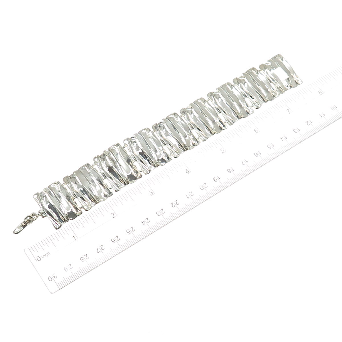 HAGIT GORALI 925 Sterling Silver Vintage Israel Modernist Panel Link Bracelet 7"