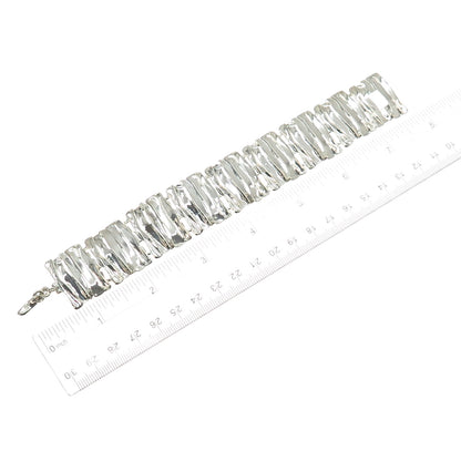 HAGIT GORALI 925 Sterling Silver Vintage Israel Modernist Panel Link Bracelet 7"