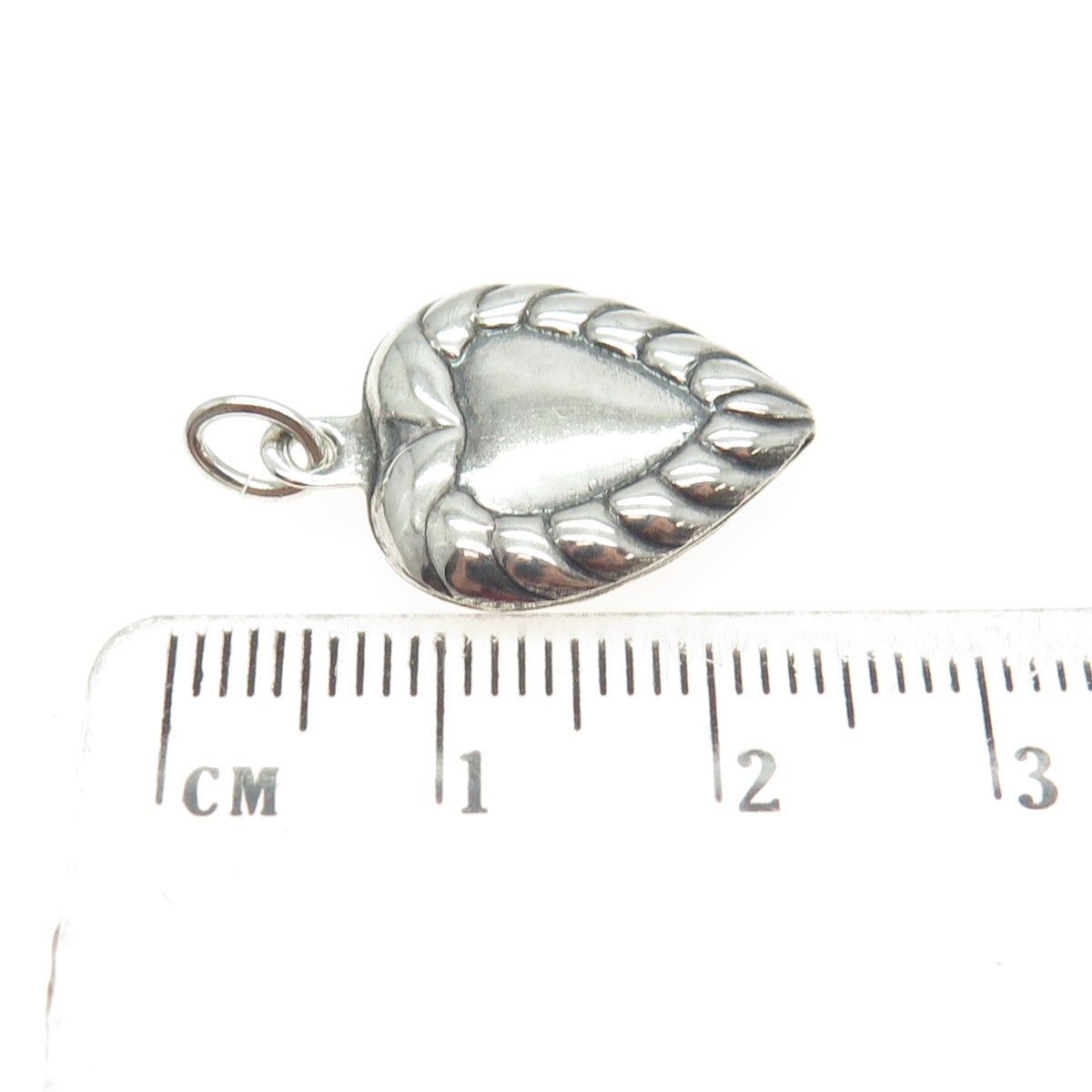 925 Sterling Silver Antique Art Deco Heart Chatelaine Charm Pendant