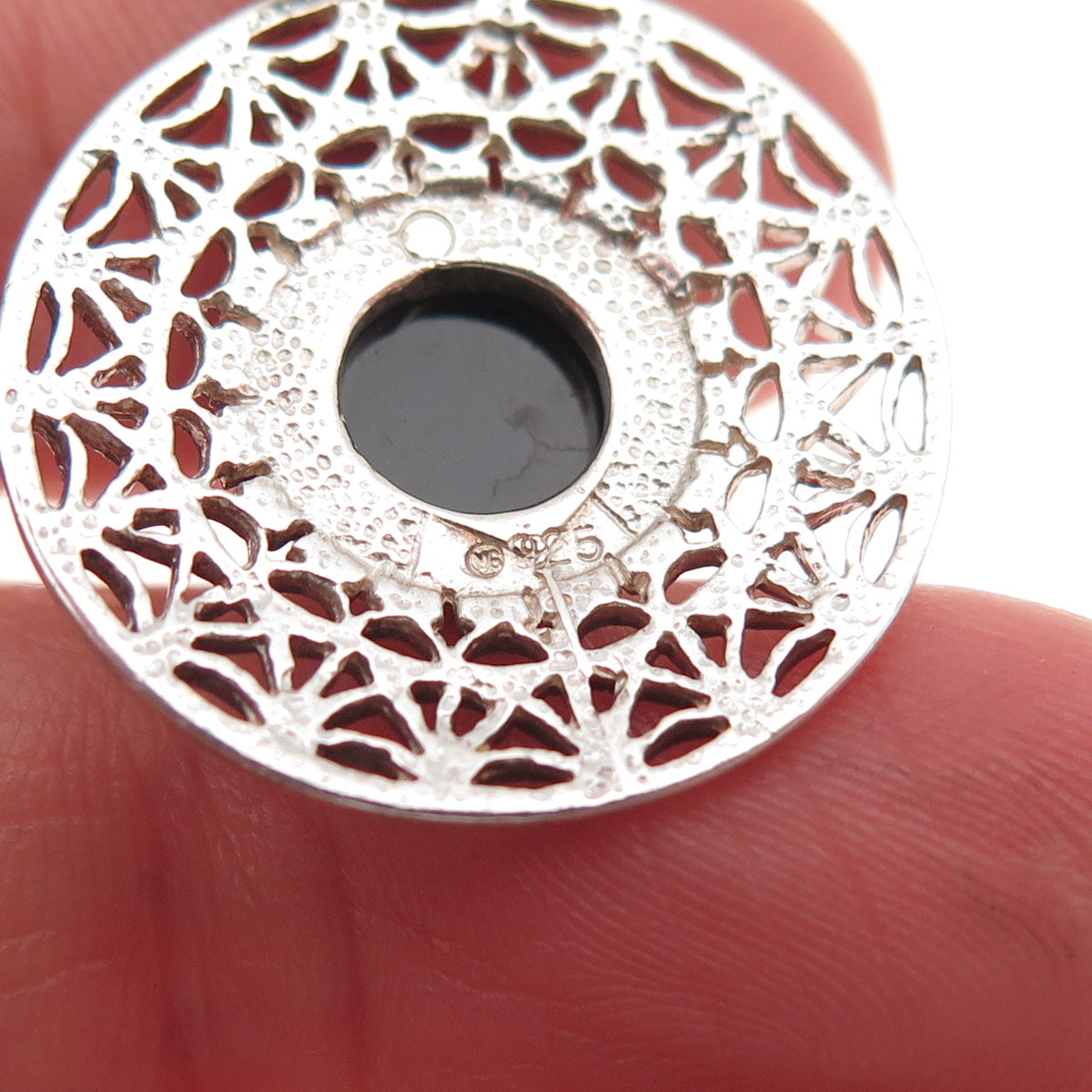 MG Michal Golan 925 Sterling Silver Vintage Real Black Onyx Disc Dangle Earrings