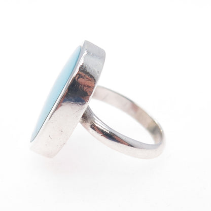 Old Pawn Sterling Silver Vintage Southwestern Turquoise Tribal Ring Size 4.25