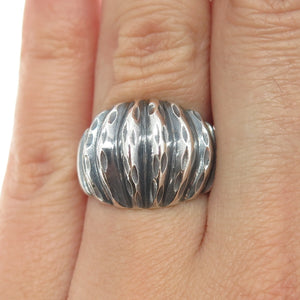 925 Sterling Silver Vintage Ribbed Ring Size 6.25