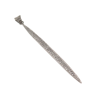 925 Sterling Silver Black Rhodium Real Round-Cut Diamond Long Pendant