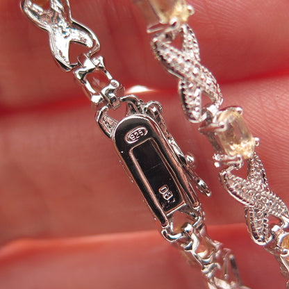 DEE BERKLE Sterling Silver Real Diamond Accent & Citrine Infinity Bracelet 7.25"