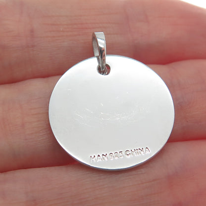HAN 925 Sterling Silver Real Round-Cut Diamond Wish Upon A Star Charm Pendant