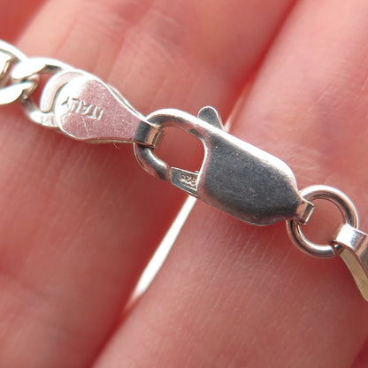 925 Sterling Silver Vintage Italy Anchor Mariner Link Bracelet 7"