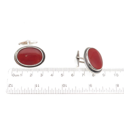 The Silversmith 925 Sterling Silver Vintage Real Carnelian Oxidized Cufflinks