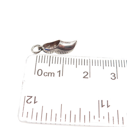 835 Silver Vintage Dutch Clog Oxidized 3D Mini Charm Pendant