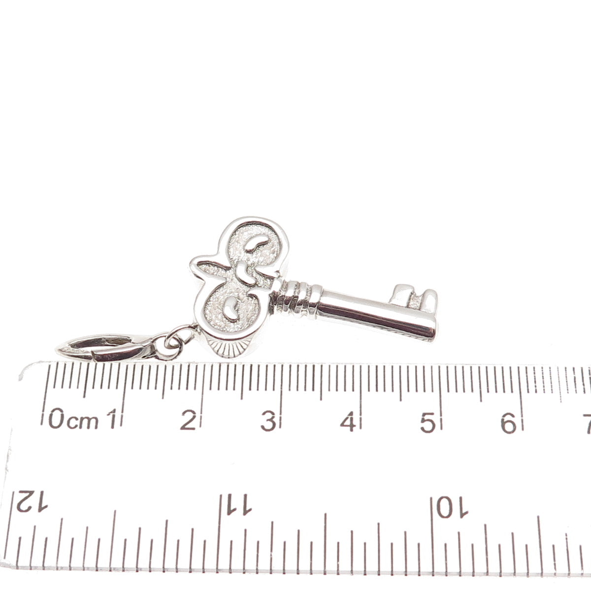 925 Sterling Silver Floral Key Carabiner Lock Clasp Charm Pendant