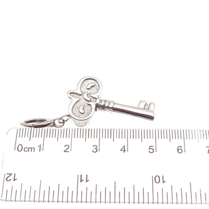 925 Sterling Silver Floral Key Carabiner Lock Clasp Charm Pendant