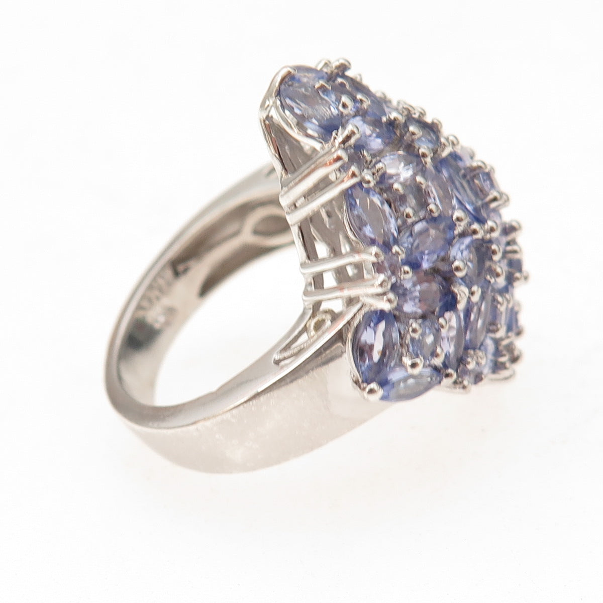 Chuck Clemency 925 Sterling Silver Real Tanzanite Cluster Ring Size 8.25
