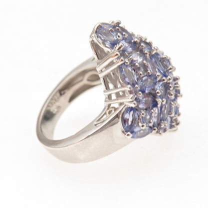 Chuck Clemency 925 Sterling Silver Real Tanzanite Cluster Ring Size 8.25