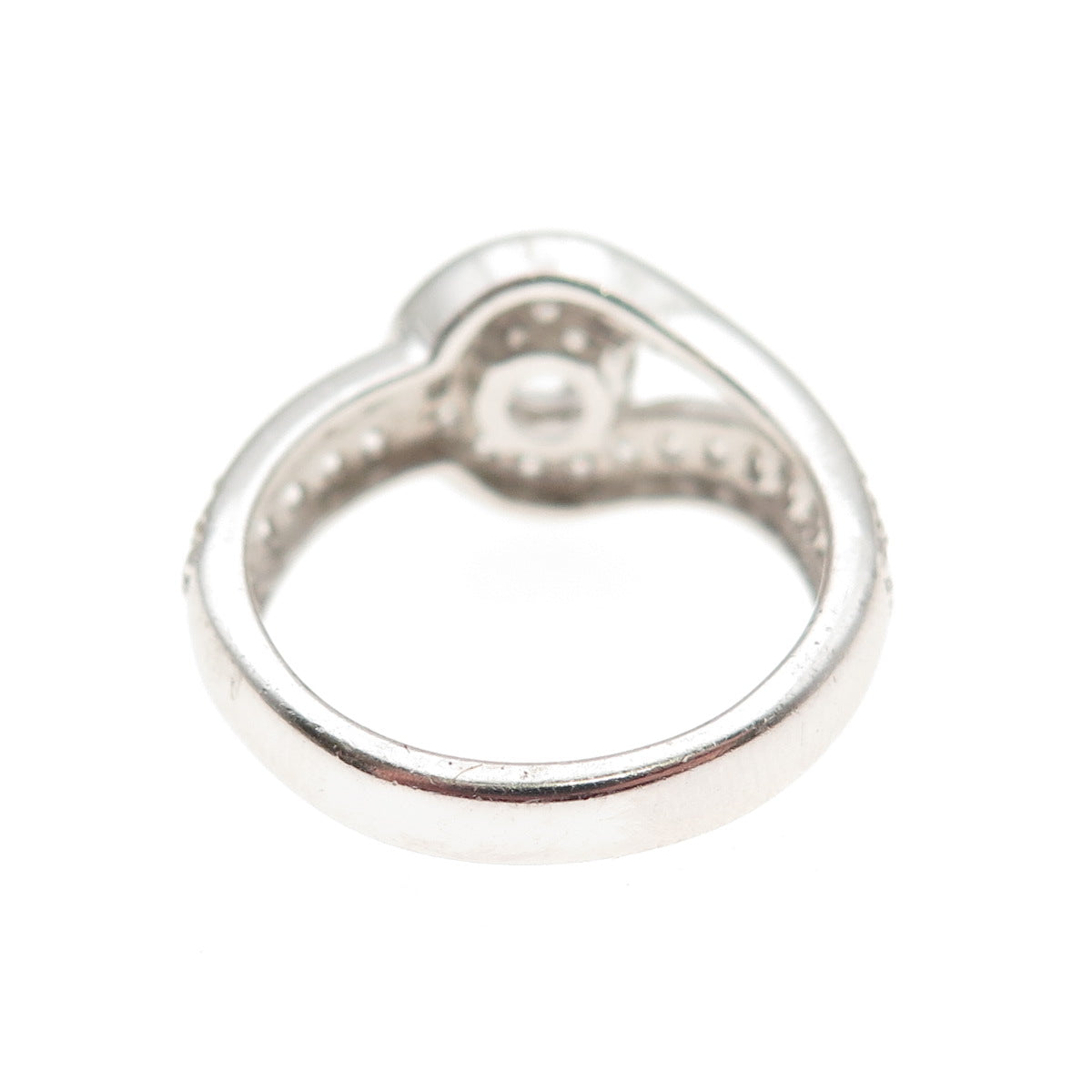 925 Sterling Silver Round-Cut C Z Hook & Eye Ring Size 6.25