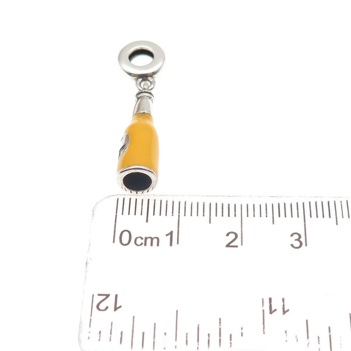 925 Sterling Silver Enamel Corona Extra Beer Dangle Slide Charm