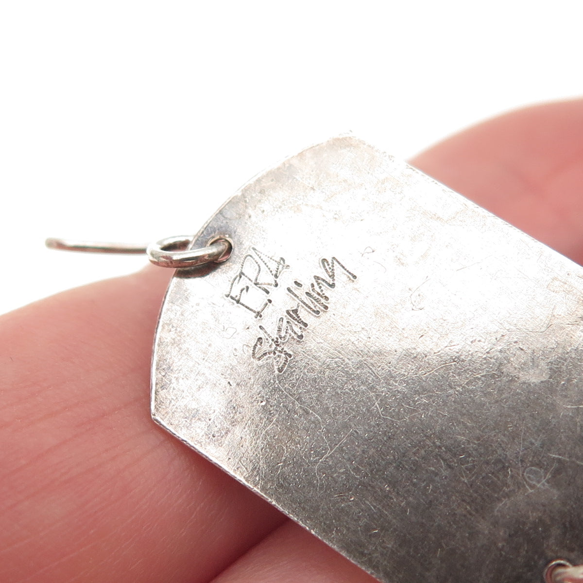 ERA Artisan 925 Sterling Silver Vintage Real Carnelian Modernist Dangle Earrings