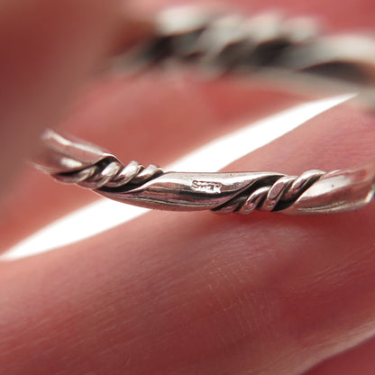 925 Sterling Silver Vintage Twisted Oxidized Band Ring Size 7.25