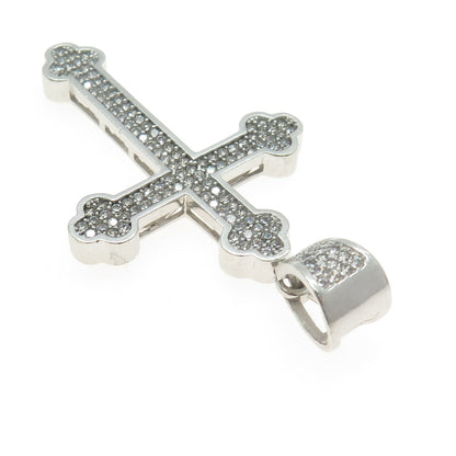 925 Sterling Silver Pave C Z Cross Pendant