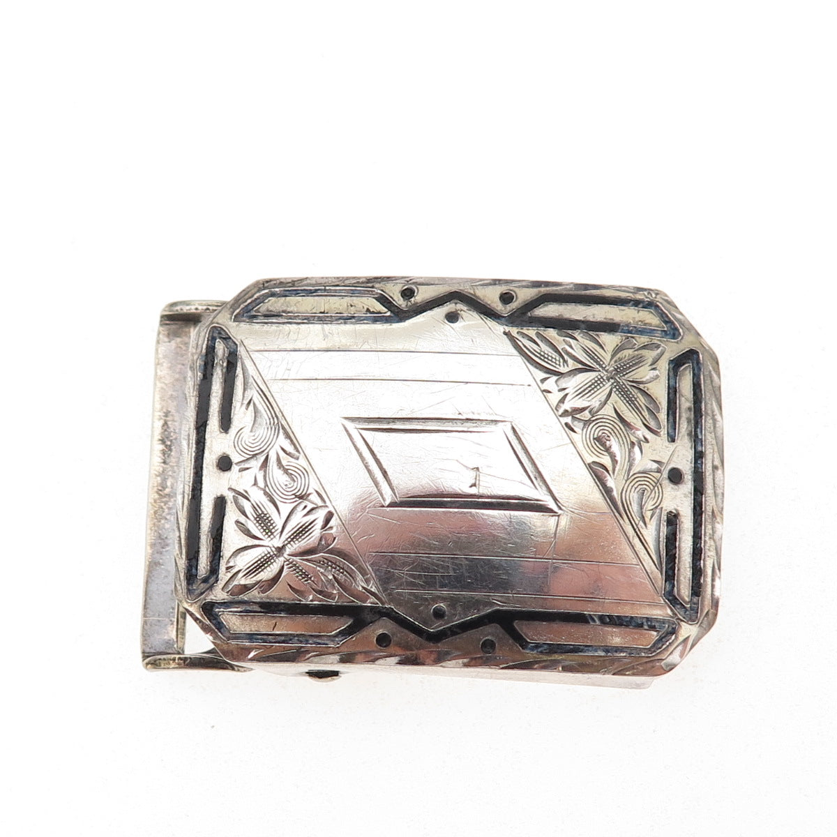 Hawk Co. 925 Sterling Silver Antique Art Deco Engraved Floral Belt Buckle