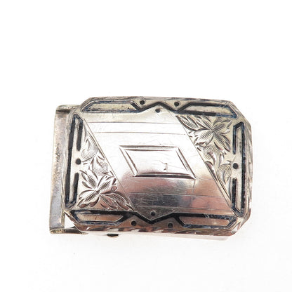 Hawk Co. 925 Sterling Silver Antique Art Deco Engraved Floral Belt Buckle