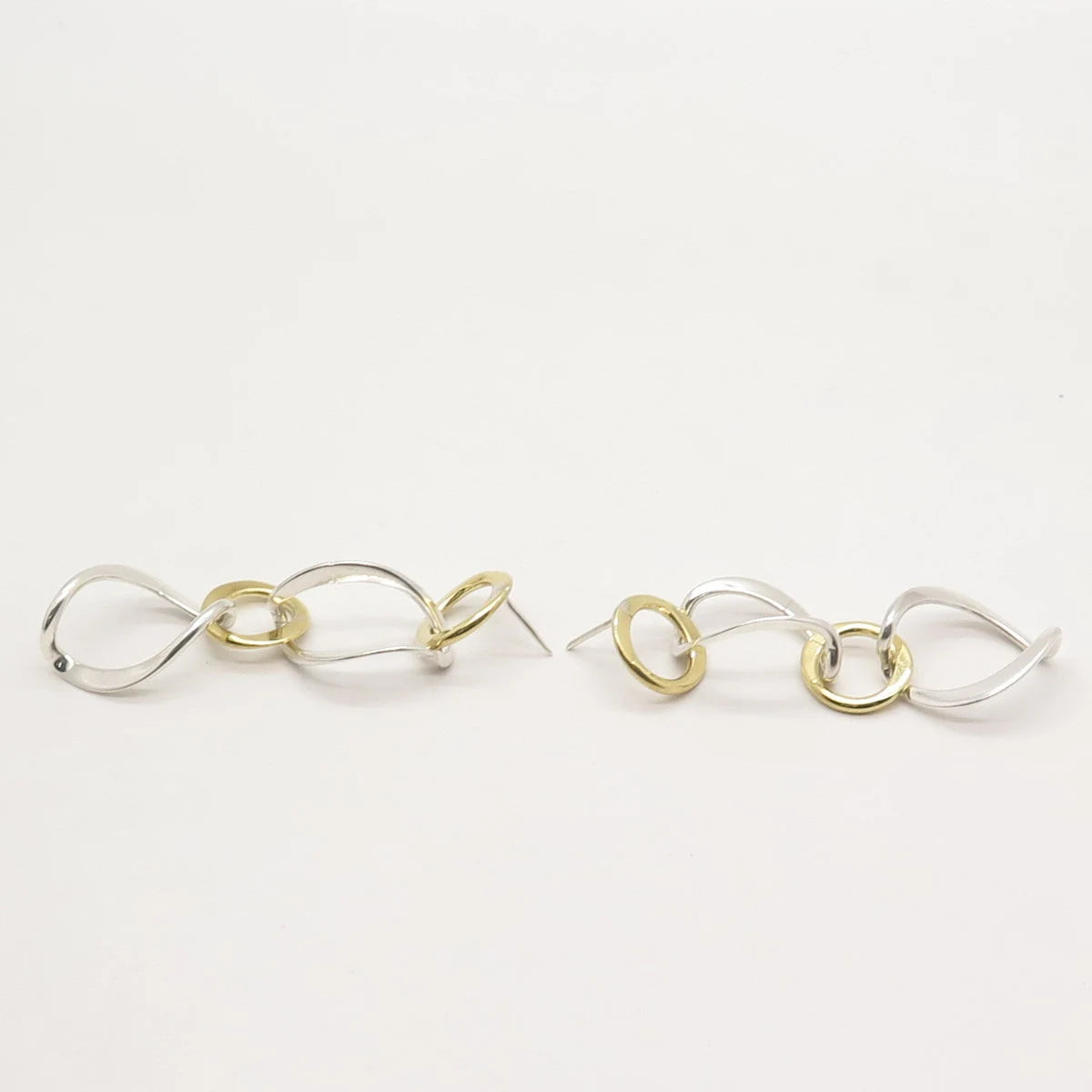 925 Sterling Silver 2-Tone Vintage Geometric Dangling Earrings