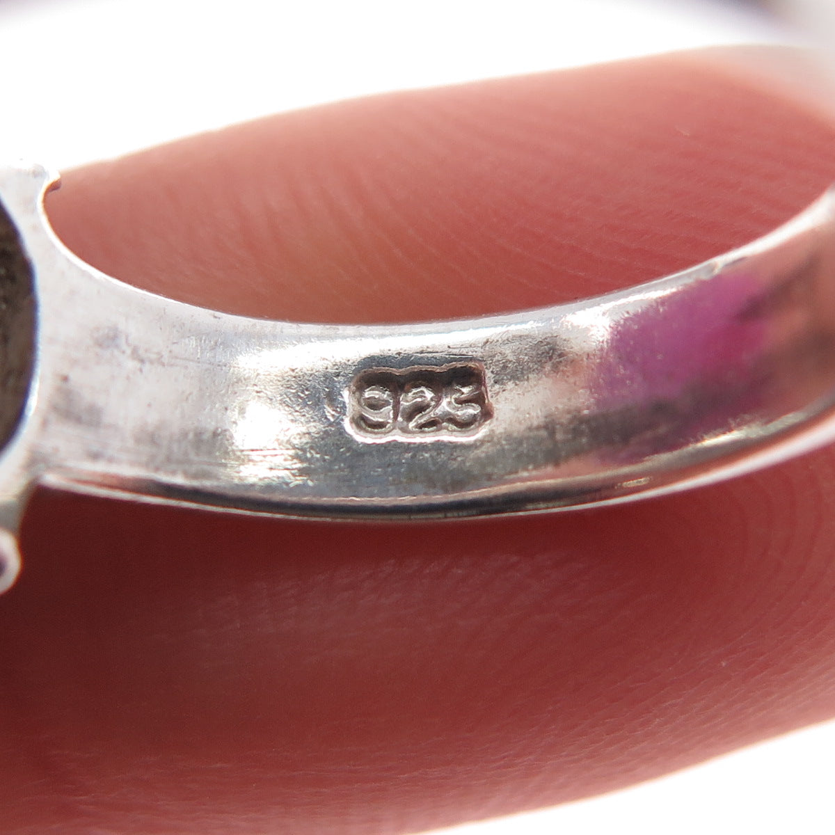 925 Sterling Silver Vintage Real Cabochon Cat's Eye Ring Size 6.5
