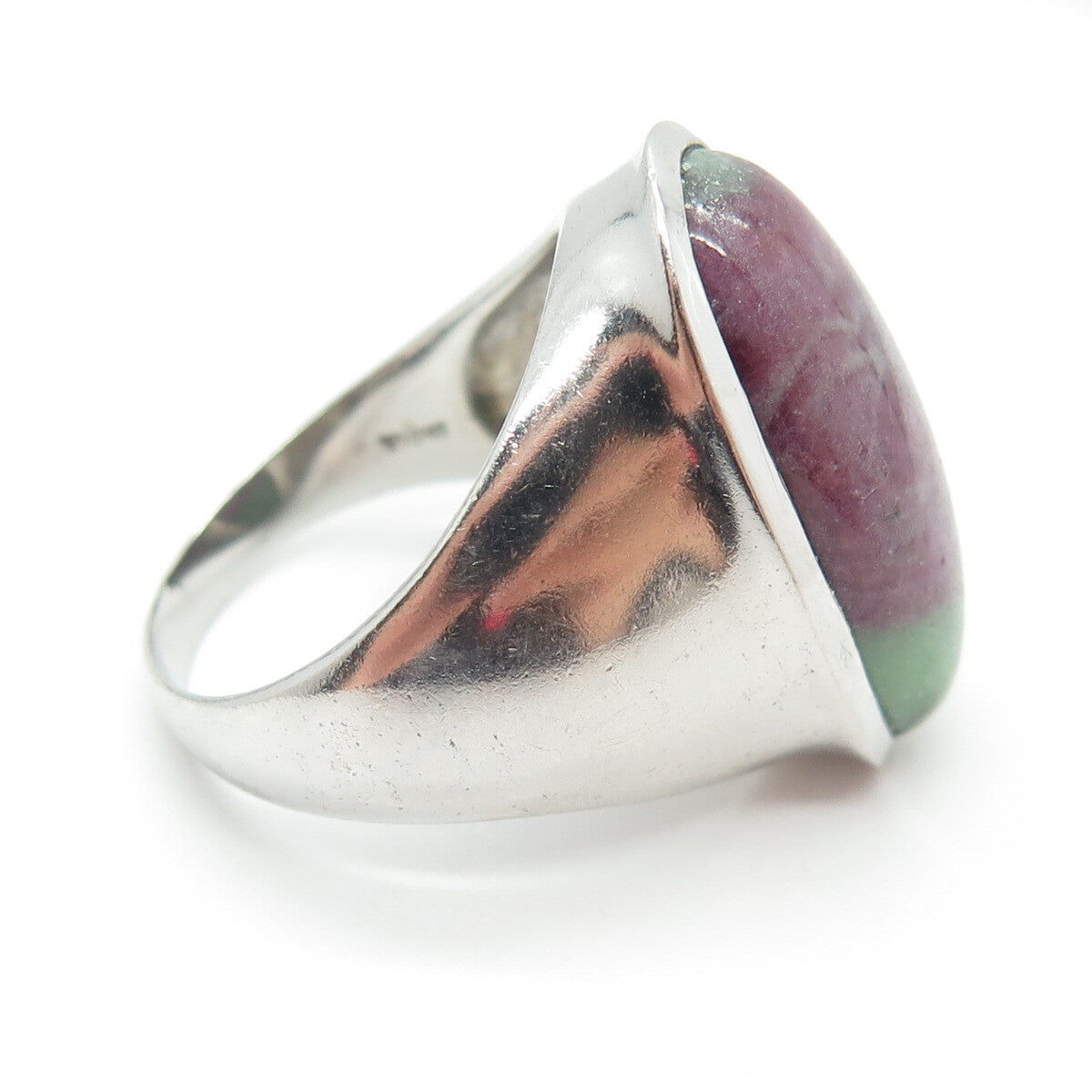 925 Sterling Silver Vintage Real Oval-Cut Zoisite Ruby Ring Size 11.25