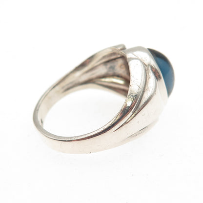 Clark & Coombs 925 Sterling Silver Antique Art Deco Blue Glass Ring Size 6
