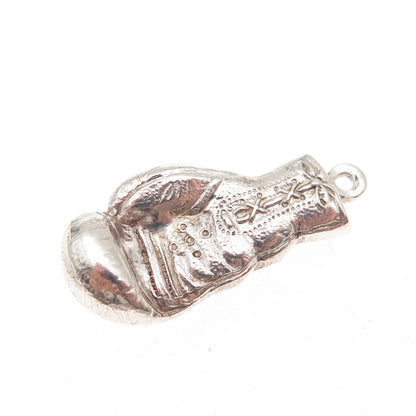 925 Sterling Silver Antique Art Deco Boxing Glove Oxidized 3D Charm Pendant