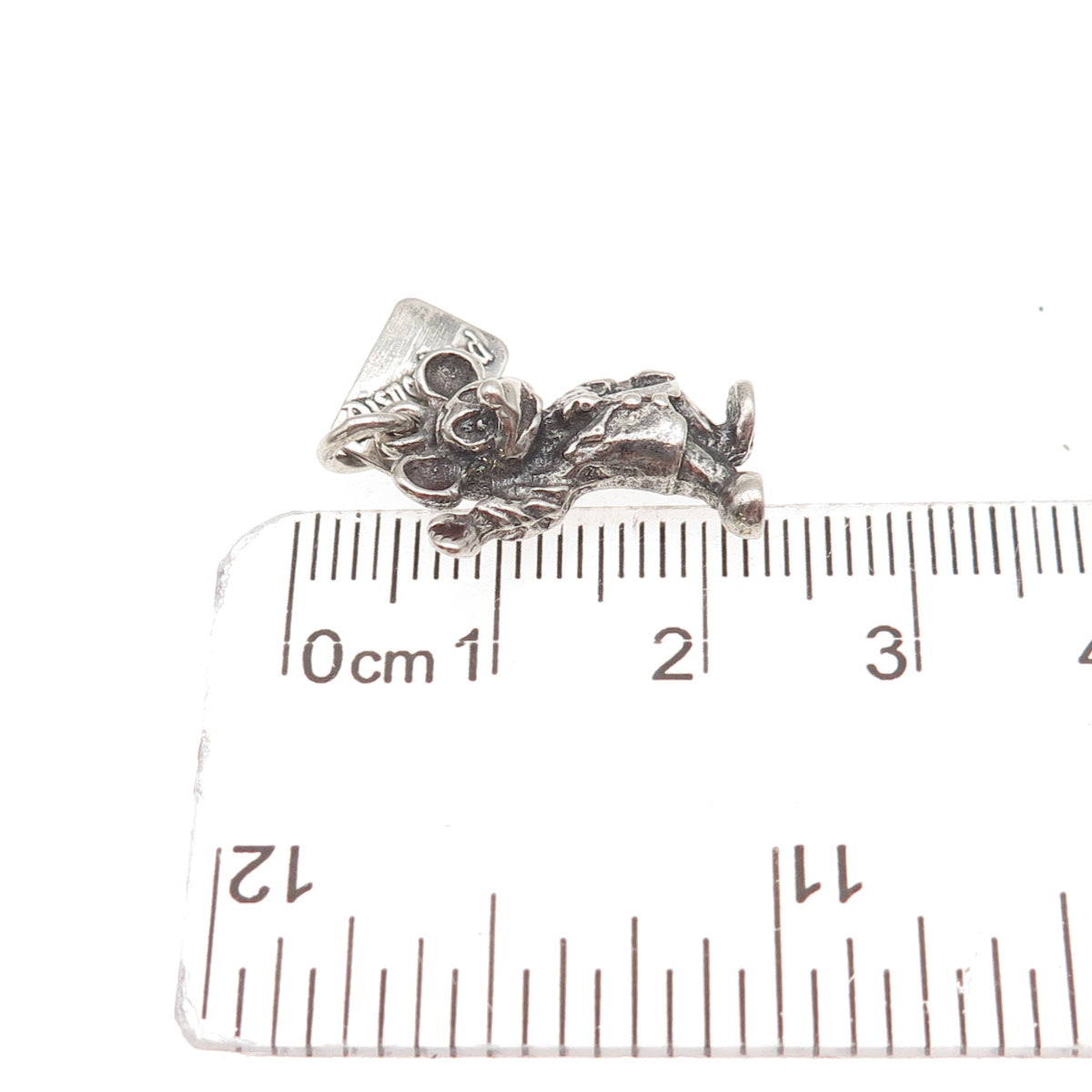 Walt Disney 925 Sterling Silver Vintage Mickey Mouse Oxidized 3D Charm Pendant