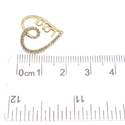 925 Sterling Silver 18K Gold Plated Real Diamond Love Always Heart Mini Pendant