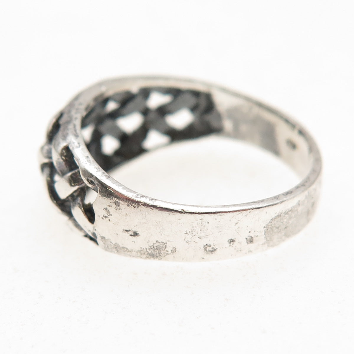 925 Sterling Silver Vintage Woven Oxidized Ring Size 8